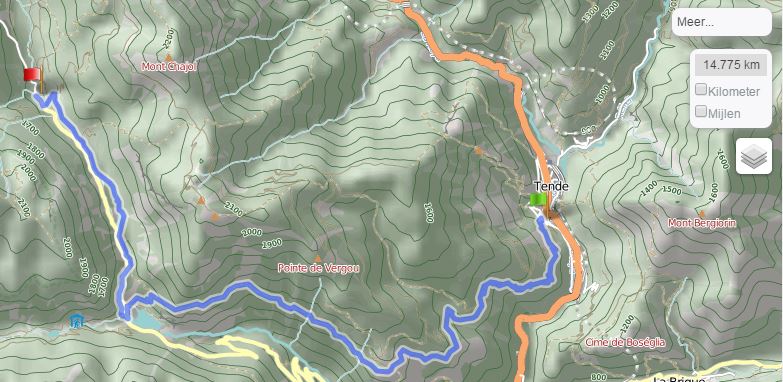 Tende - Casterino via zuidelijke route