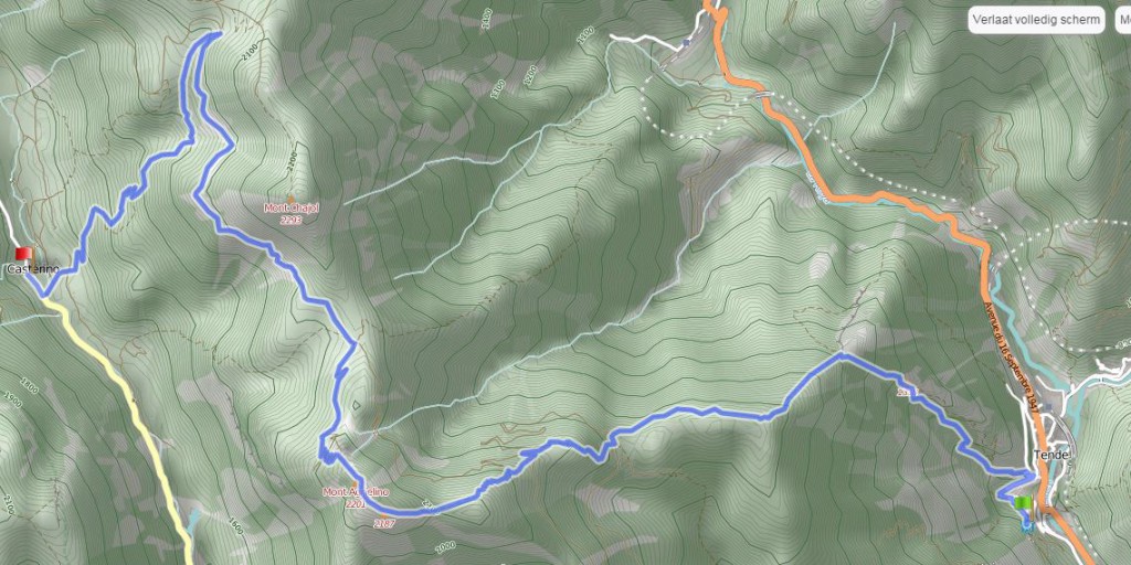 Routekaart Tende - Castérino noordelijke route